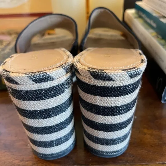 Kate Spade New York Ibiza Platform Sandals Black White Stripe