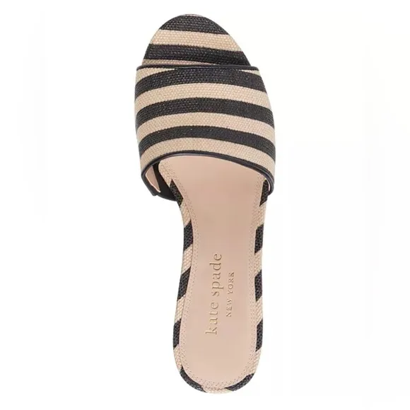 Kate Spade New York Ibiza Platform Sandals Black White Stripe