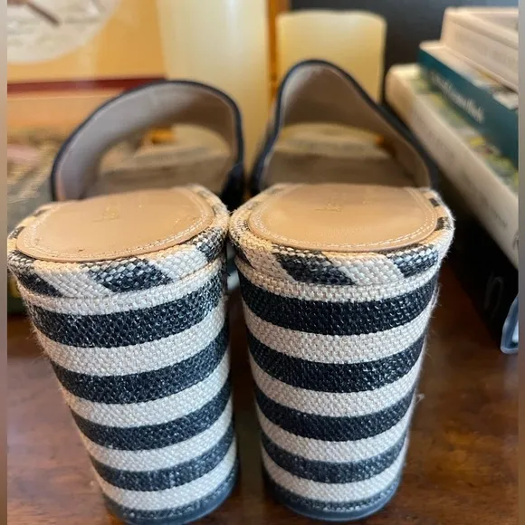 Kate Spade New York Ibiza Platform Sandals Black White Stripe