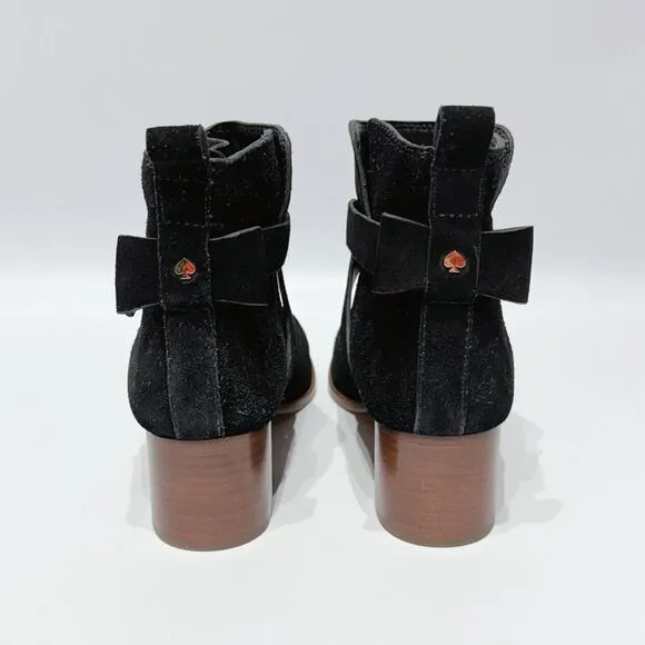 Kate Spade Polly Black Suede Buckle Strap Ankle Booties Boots Women’s Size 8M