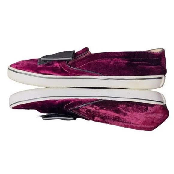 KATE SPADE Shoes Kate Spade Delise Too Bordeaux Velvet Black Nappa Bow Slip On S