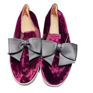 KATE SPADE Shoes Kate Spade Delise Too Bordeaux Velvet Black Nappa Bow Slip On S