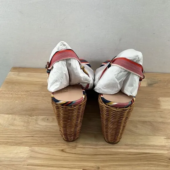 Kate Spade Patio Wedge Sandals- Sidewalk Stripe- Size 9.5- NIB