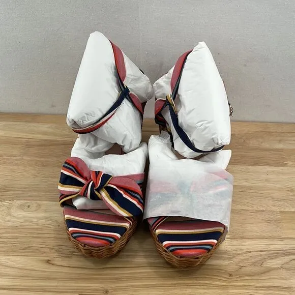 Kate Spade Patio Wedge Sandals- Sidewalk Stripe- Size 9.5- NIB