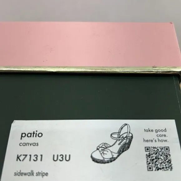 Kate Spade Patio Wedge Sandals- Sidewalk Stripe- Size 9.5- NIB