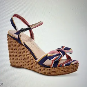 Kate Spade Patio Wedge Sandals- Sidewalk Stripe- Size 9.5- NIB
