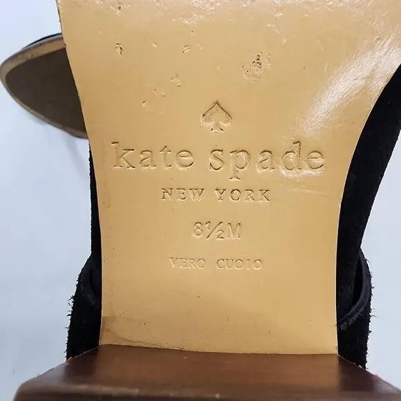 Kate Spade Size 8.5 Polly Ankle Boots Black Suede Bow Back Booties
