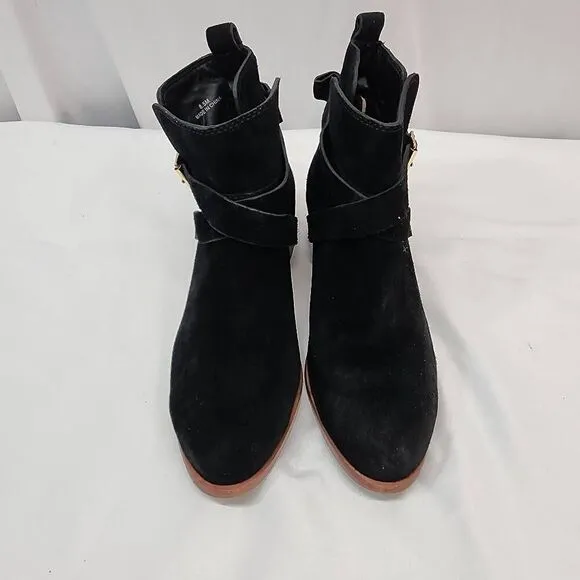 Kate Spade Size 8.5 Polly Ankle Boots Black Suede Bow Back Booties