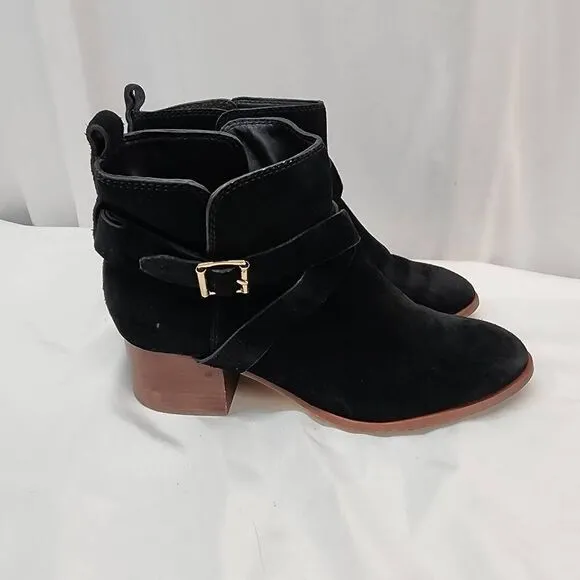 Kate Spade Size 8.5 Polly Ankle Boots Black Suede Bow Back Booties