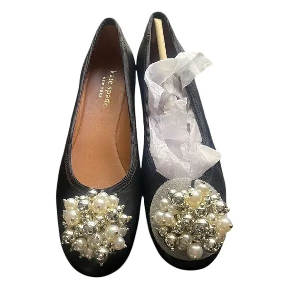 Kate Spade New York Women's Vilette Embellished Ballet Flats - Black Sz 5b