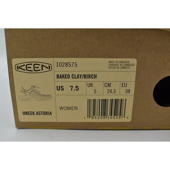 Keen Womens Size 7.5 Uneek Astoria Sport Baked Clay Birch Woven Closed Sandals