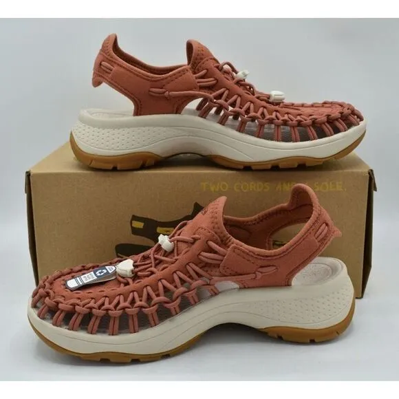 Keen Womens Size 7.5 Uneek Astoria Sport Baked Clay Birch Woven Closed Sandals