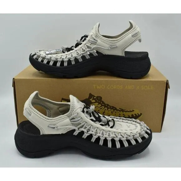 Keen Womens Size 7.5 Uneek Astoria Silver Birch Black Woven Closed Toe Sandals
