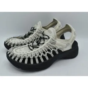 Keen Womens Size 7.5 Uneek Astoria Silver Birch Black Woven Closed Toe Sandals