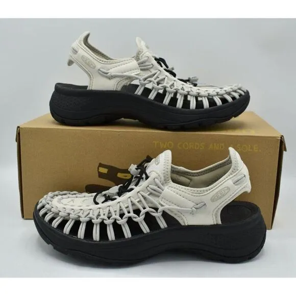 Keen Womens Size 7.5 Uneek Astoria Silver Birch Black Woven Closed Toe Sandals