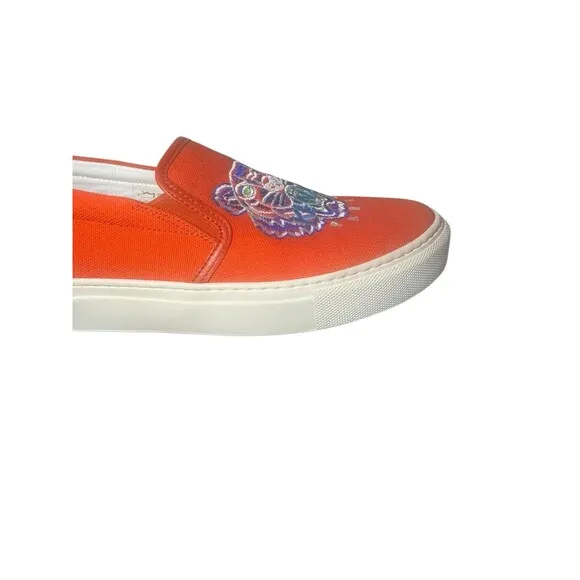 Kenzo K-Skate Tiger Womens Sneakers Sz 7.5 Orange Embroidered Logo Slip On Shoes
