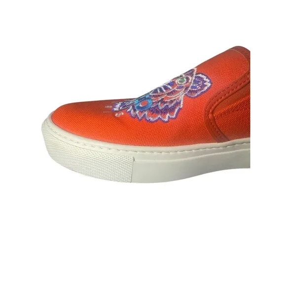 Kenzo K-Skate Tiger Womens Sneakers Sz 7.5 Orange Embroidered Logo Slip On Shoes