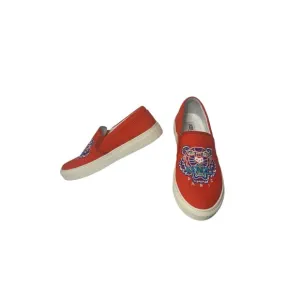 Kenzo K-Skate Tiger Womens Sneakers Sz 7.5 Orange Embroidered Logo Slip On Shoes