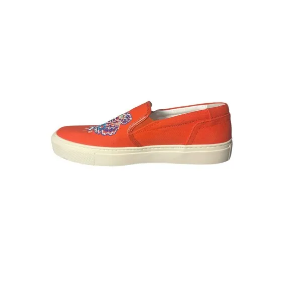 Kenzo K-Skate Tiger Womens Sneakers Sz 7.5 Orange Embroidered Logo Slip On Shoes