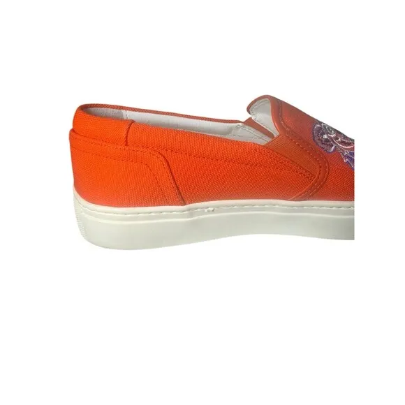 Kenzo K-Skate Tiger Womens Sneakers Sz 7.5 Orange Embroidered Logo Slip On Shoes