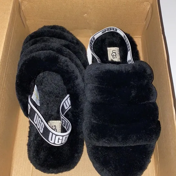 KIDS FLUFF YEAH BLACK SANDALS #6