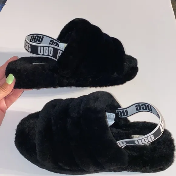 KIDS FLUFF YEAH BLACK SANDALS #6