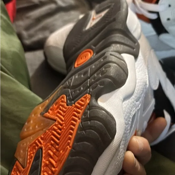 Kids White and Orange Athletic Shoes