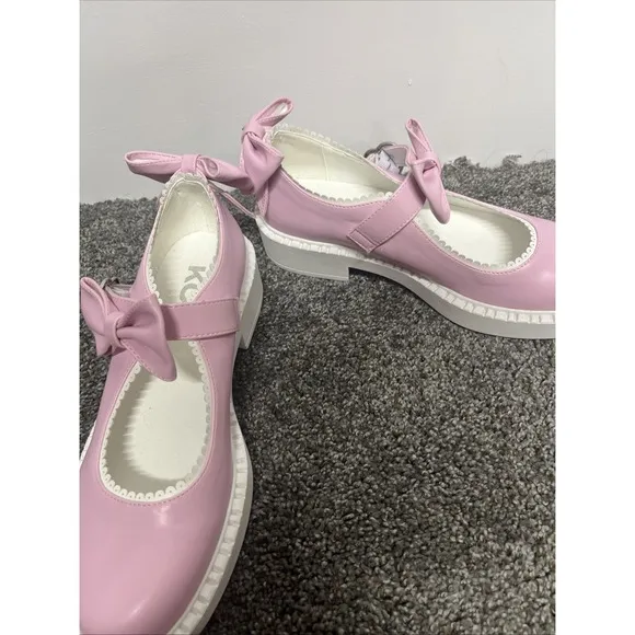 Koi Shoes Women's Size 8 Pink Leather Fairy Lace Doily Mary Janes Bow