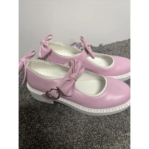 Koi Shoes Women's Size 8 Pink Leather Fairy Lace Doily Mary Janes Bow
