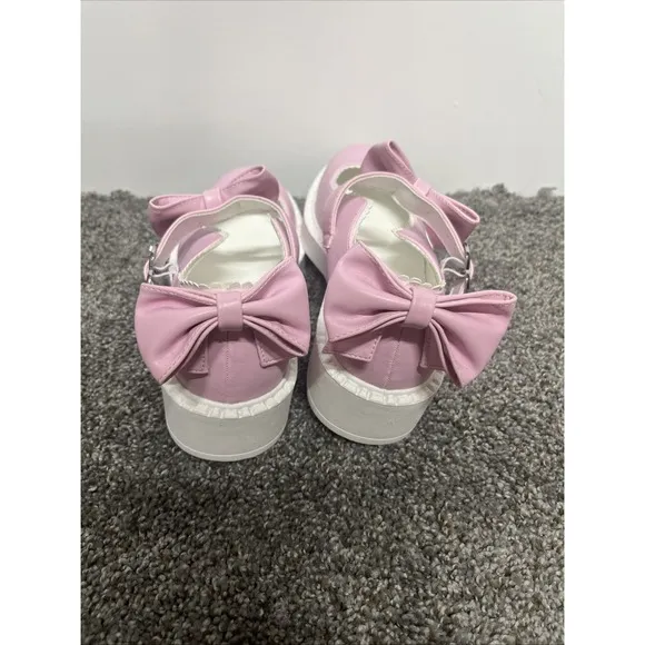 Koi Shoes Women's Size 8 Pink Leather Fairy Lace Doily Mary Janes Bow