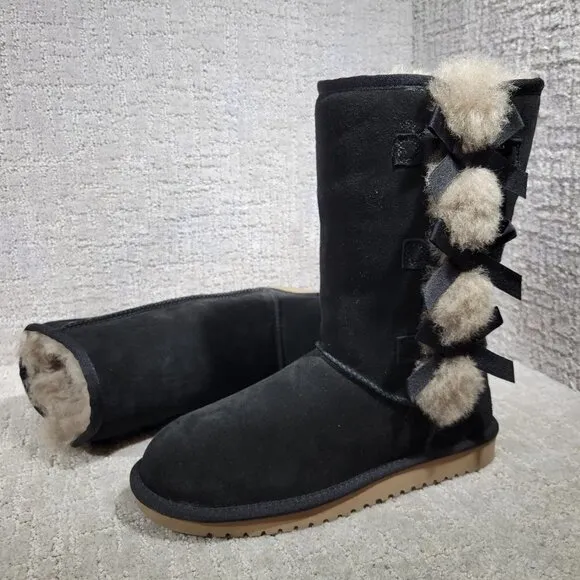 Koolabura by UGG Victoria Women's Size 8 US Black Suede Shearling Tall Boots