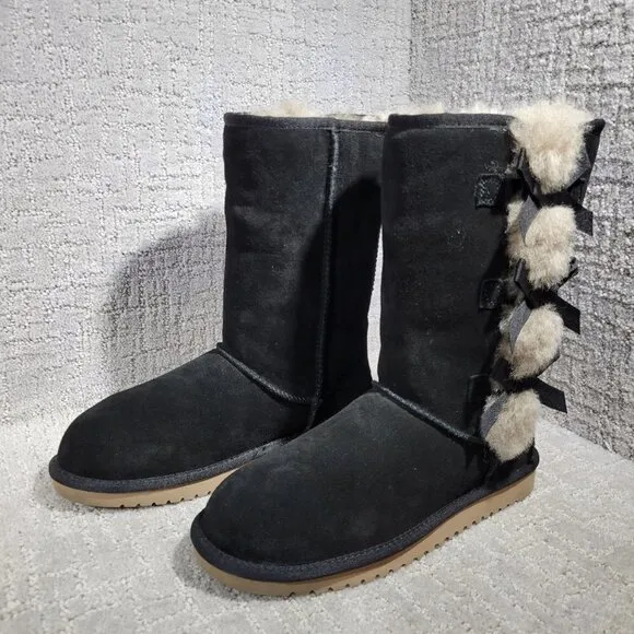 Koolabura by UGG Victoria Women's Size 8 US Black Suede Shearling Tall Boots