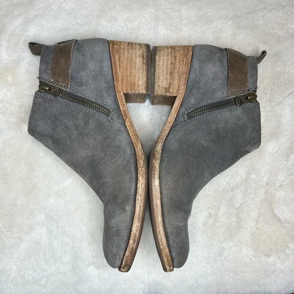 Kork-Ease Mesa Grey Suede &amp; Leather Buckle Ankle Boots 8.5