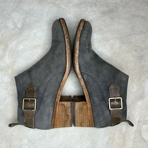Kork-Ease Mesa Grey Suede &amp; Leather Buckle Ankle Boots 8.5