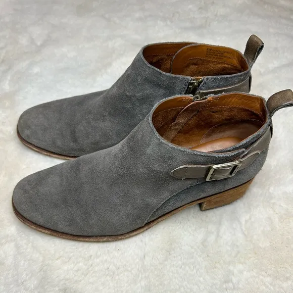 Kork-Ease Mesa Grey Suede &amp; Leather Buckle Ankle Boots 8.5