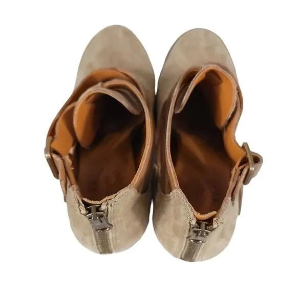 Kork-ease Stina Leather Strappy Heeled Booties Taupe Beige