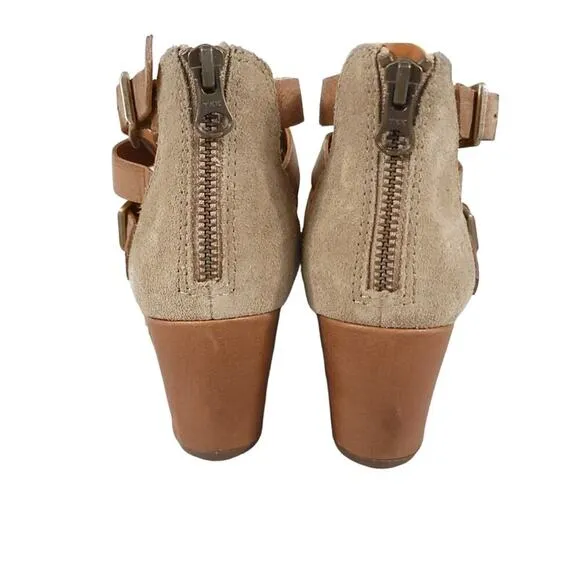 Kork-ease Stina Leather Strappy Heeled Booties Taupe Beige