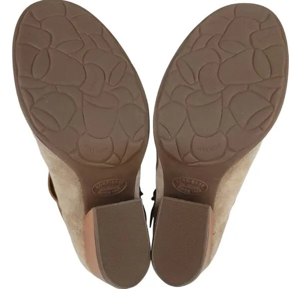 Kork-ease Stina Leather Strappy Heeled Booties Taupe Beige