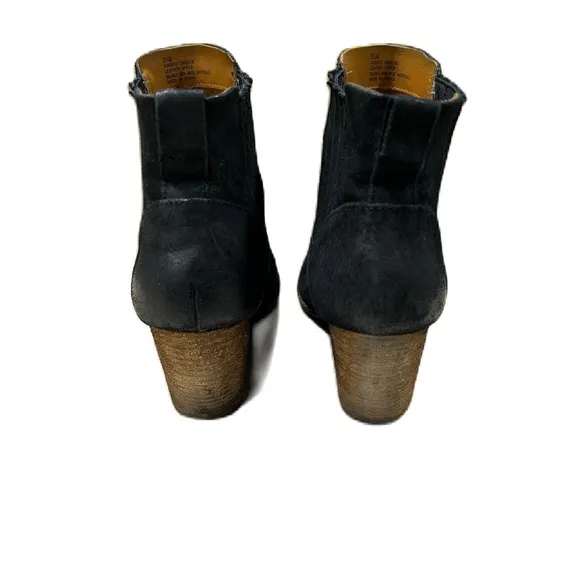 Kork-Ease Verdelet Black Burnished Suede Almond Toe Block Heel Ankle Boots 9.5