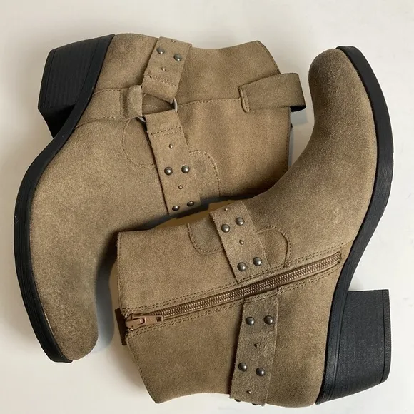 Korks by Kork-Ease Ankle Boots 8 Moto Cassandra Suede Leather Western Harness