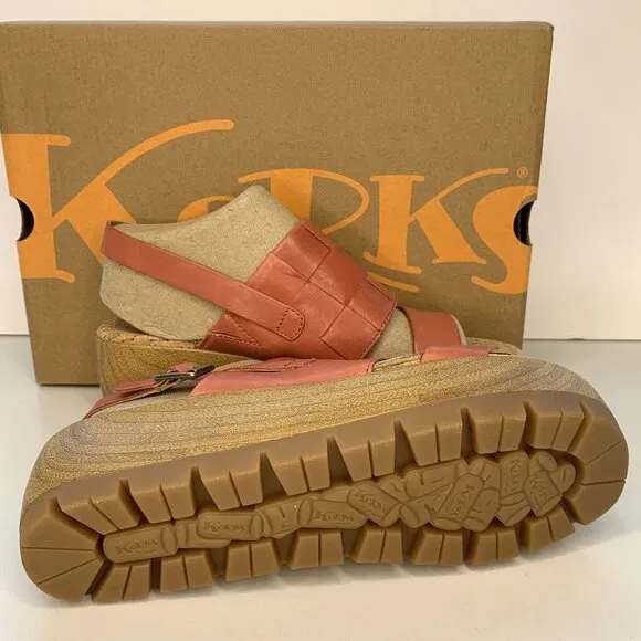 Korks by Kork-Ease Fraya Sandals Woven Leather Platform Wedge Size 7 NEW
