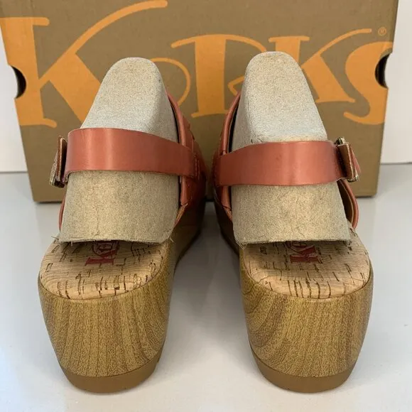 Korks by Kork-Ease Fraya Sandals Woven Leather Platform Wedge Size 7 NEW