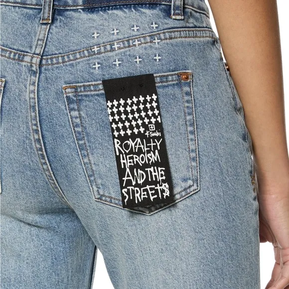 Ksubi Blue Flare Wide Leg Jeans with Classic Style