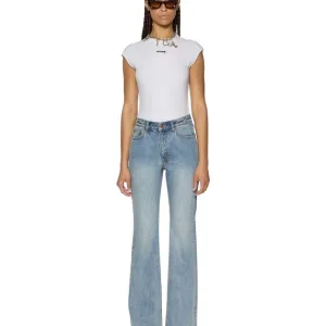 Ksubi Blue Flare Wide Leg Jeans with Classic Style