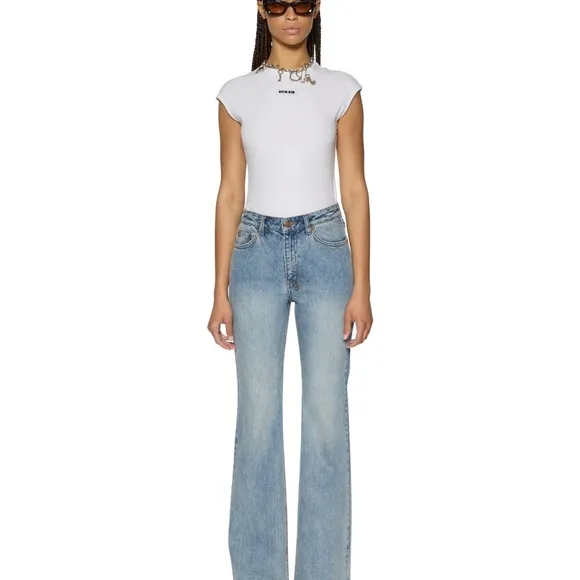 Ksubi Blue Flare Wide Leg Jeans with Classic Style