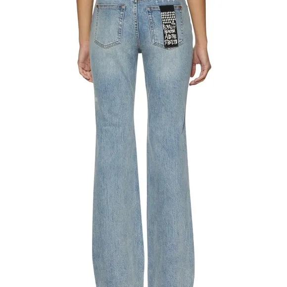 Ksubi Blue Flare Wide Leg Jeans with Classic Style