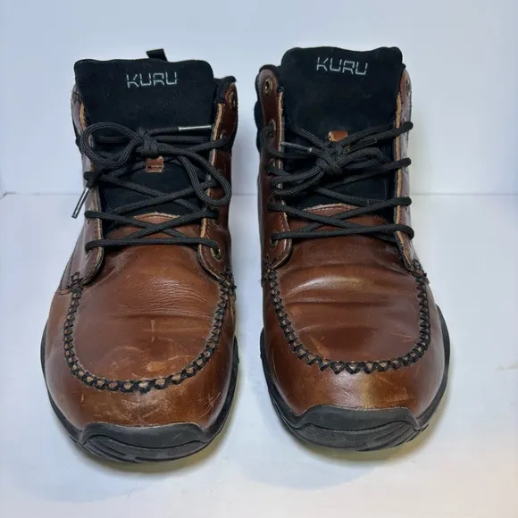 Kuru Quest Boots for Plantar Fasciitis Men's Size 11 Shoes Brown Leather Moc Toe