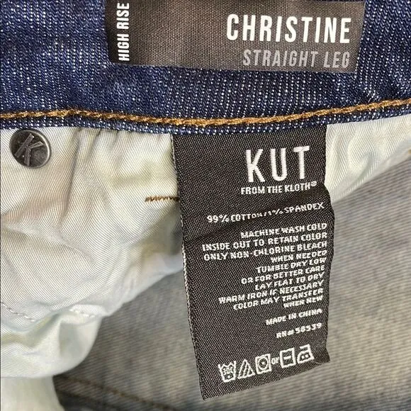 Kut Christine straight leg Blue Jeans with High-Rise Waist