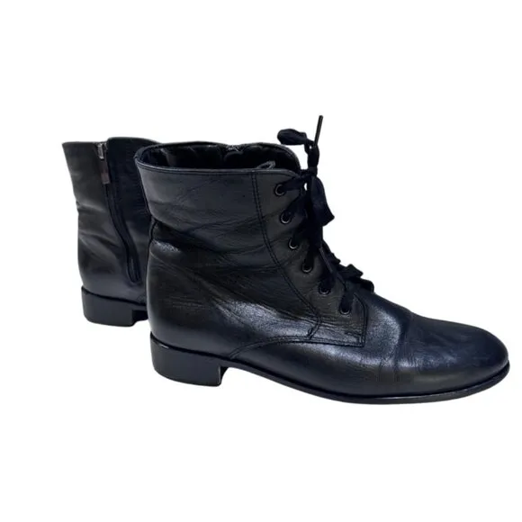 La Canadienne‎ lace up boots leather size 8.5 combat moto classic canadian made