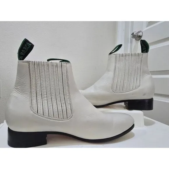 La Barca Classic Charro Genuine Leather Ankle Boots White Men's Size 29.5 - 12.5